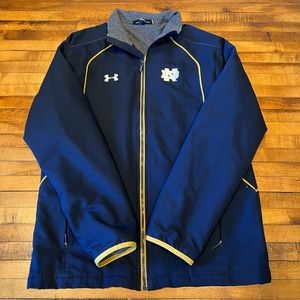 Under Armour Notre Dame Jacket Mens Small Loose Full Zip Up Blue Fighting Irish